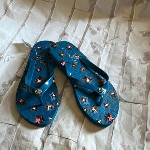 Coach flip flops aqua teal color size 5-6 New